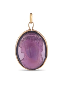 18K YELLOW GOLD AMETHYST CAMEO PENDANT