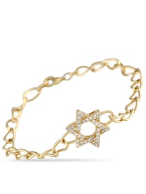 14K YELLOW GOLD 0.30 CT DIAMOND STAR OF DAVID BRACELET