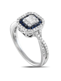 14K WHITE GOLD 0.50CT DIAMOND AND SAPPHIRE RING