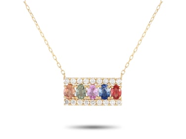 18K GOLD DIAMOND AND MULTICOLORED SAPPHIRE NECKLACE