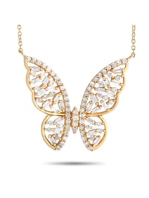 14K YELLOW GOLD DIAMOND BUTTERFLY NECKLACE