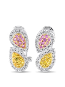 PAIR OF 14K WHITE GOLD DIAMOND AND SAPPHIRE EARRINGS