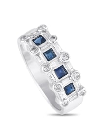 14K WHITE GOLD 0.60CT DIAMOND AND SAPPHIRE RING