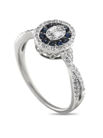14K WHITE GOLD 0.40CT DIAMOND AND SAPPHIRE RING