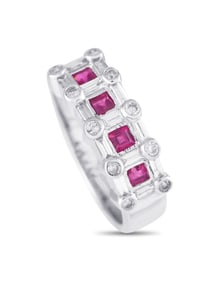 14K WHITE GOLD 0.60CT DIAMOND AND RUBY RING