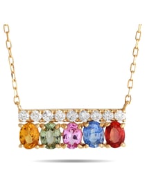 18K YELLOW GOLD DIAMOND AND MULTICOLORED SAPPHIRE NECKLACE