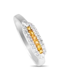 14K WHITE GOLD 0.15CT DIAMOND AND SAPPHIRE RING