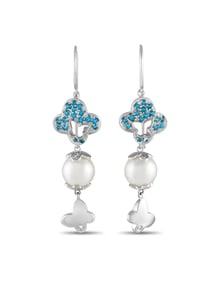 IO SI 18K GOLD DIAMONDS BLUE GEMSTONE EARRINGS LO06051923