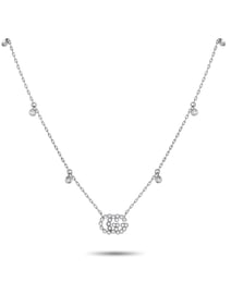 GUCCI DOUBLE G 18K GOLD 0.35CT DIAMOND STATION NECKLACE