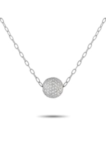 GABRIEL & CO. JEWELRY 18K GOLD 3.0CT DIAMOND BALL NECKLACE