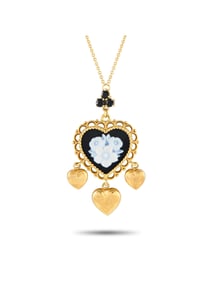DOLCE&GABBANA 18K GOLD SAPPHIRE AND BLACK JADE NECKLACE