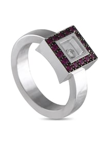 CHOPARD HAPPY DIAMONDS 18K GOLD DIAMONDS AND RUBY RING