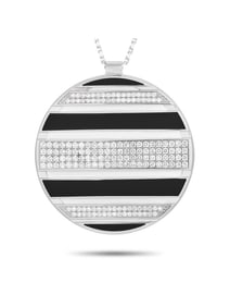 CHAUMET CLASS ONE 18K GOLD BLACK AND WHITE ENAMEL NECKLACE