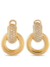 Chaumet 18K Yellow Gold 1.0ct Diamond Earrings