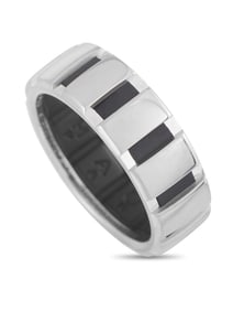 Chaumet 18K White Gold Black Rubber Band Ring