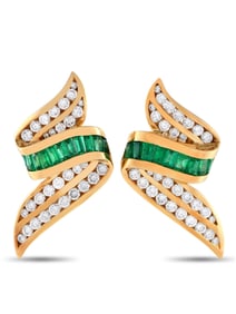 CHARLES KRYPELL 18K GOLD DIAMOND AND EMERALD EARRINGS