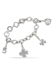 Chanel Camelia 18K White Gold Four Charm Bracelet