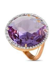 Casato 18K Rose Gold 0.78ct Diamond and Amethyst Ring