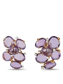 Casato 18K Yellow Gold 0.36ct Diamond and Amethyst Earrings