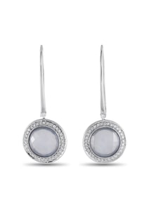 CASATO 18K WHITE GOLD DIAMOND AND CHALCEDONY EARRINGS