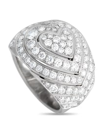CARTIER 18K WHITE GOLD DIAMOND HEART COCKTAIL RING