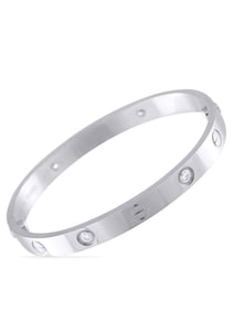 Cartier LOVE 18K White Gold 4-Diamond Bracelet