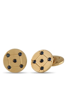 VINTAGE CARTIER 14K GOLD SAPPHIRE CHAIN CUFFLINKS