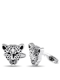 Carrera y Carrera 18K White Gold Leopard Cufflinks