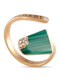 Bvlgari Gelati 18K Rose Gold Diamond and Malachite Ring