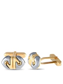 Bvlgari Doppio Cuore 18K Yellow Gold Hematite Cufflinks