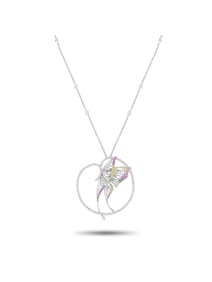 BUCHERER 18K WHITE GOLD DIAMOND WITH GEMS NECKLACE