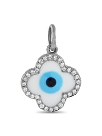 AARON BASHA 18K GOLD DIAMOND ENAMEL EVIL EYE CHARM
