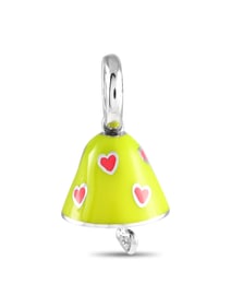 AARON BASHA 18K WHITE GOLD YELLOW ENAMEL BELL CHARM