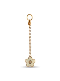 AARON BASHA 18K ROSE GOLD DIAMOND ENAMEL FLOWER PENDANT