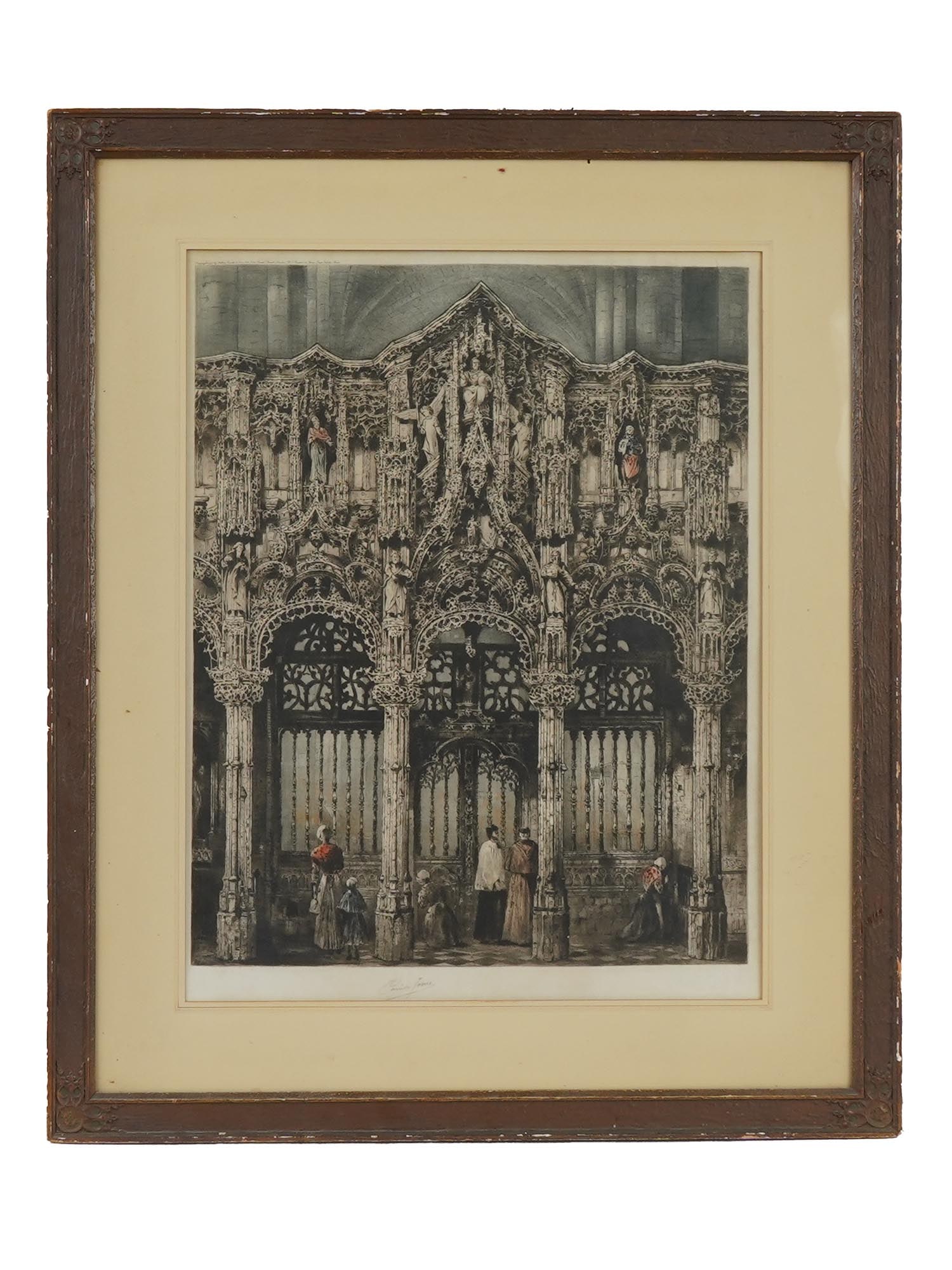 CAMILLE FONCE GOTHIC CHURCH COLOR ETCHING SIGNED (1 of 5)