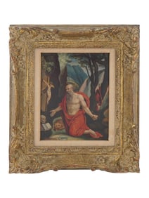 ANTIQUE PAINTING AFTER FLEMISH OLD MASTER SAINT JEROME