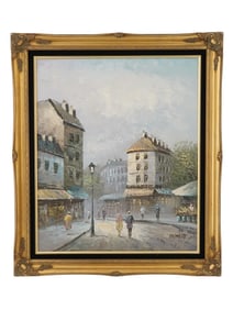AFTER CAROLINE BURNETT FRENCH CITYSCAPE OIL PAINTING