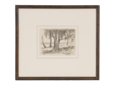 PAINTING NATURAL SCENE SIGNED DAVID BURLIUK INSCRIBED