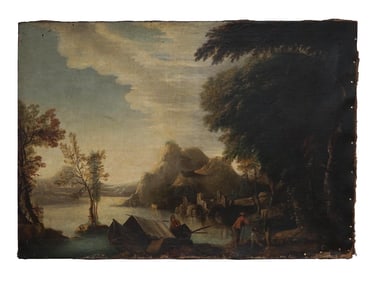 ANTIQUE EUROPEAN SCHOOL OIL ON CANVAS PAINTING