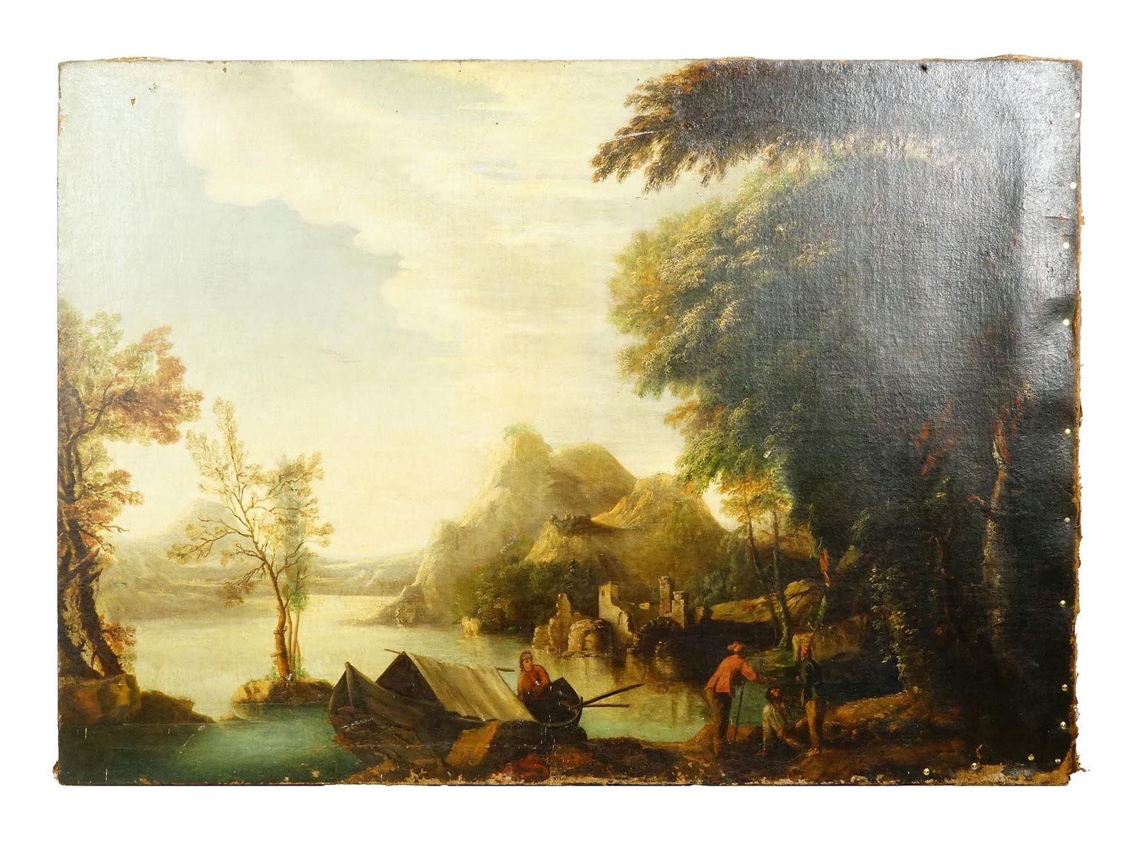 ANTIQUE EUROPEAN SCHOOL OIL ON CANVAS PAINTING (1 of 10)