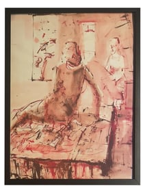 NUDE MIXED MEDIA PAINTING SIGNED SALVADOR DALI