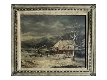 JULIUS SERGIUS KLEVER GERMAN PAINTING WINTER LANDSCAPE