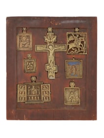 ANTIQUE RUSSIAN ORTHODOX STAVROTHEK ICON