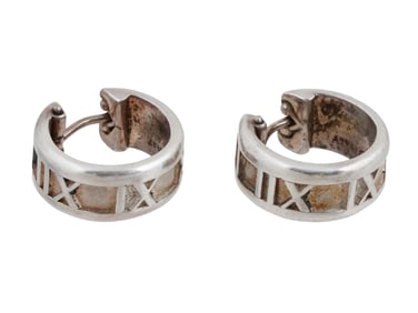 TIFFANY CO GOLD AND ST SILVER ATLAS HOOP EARRINGS