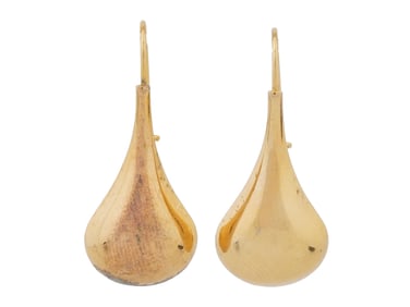 VINTAGE GOLD PLATED DROP SHAPED LEVERBACK EARRINGS