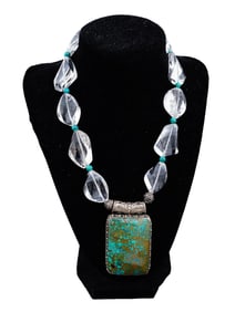ROCK CRYSTAL STERLING SILVER AND TURQUOISE NECKLACE