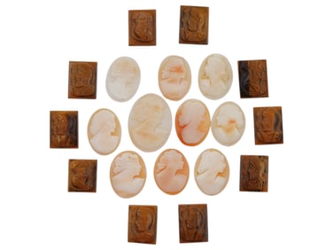 COLLECTION OF ANTIQUE HAND CARVED CAMEOS