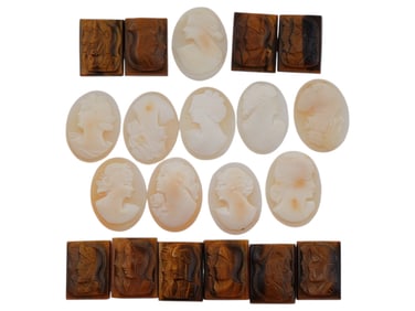 COLLECTION OF VARIOUS ANTIQUE HAND CARVED CAMEOS
