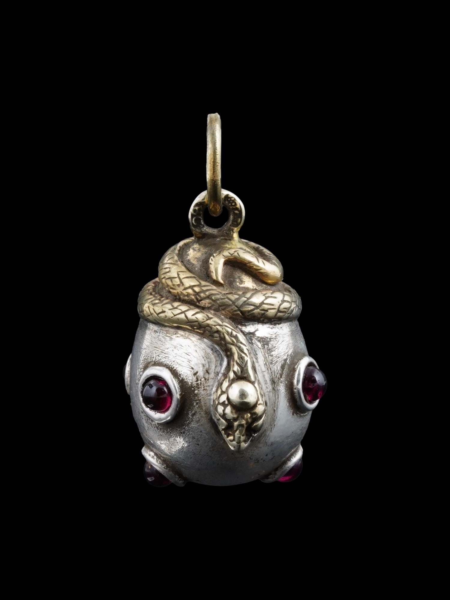 RUSSIAN GILT SILVER SNAKE EGG PENDANT W GEMSTONES (1 of 4)