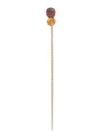 RUSSIAN 14K YELLOW GOLD AND GEMSTONES JEWELRY PIN